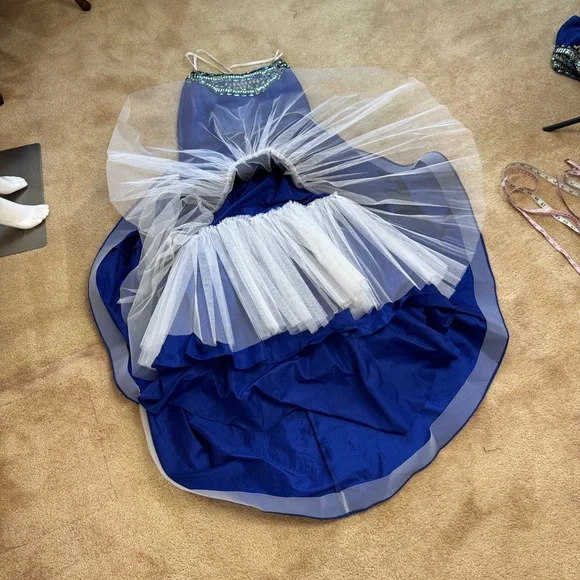 NWT Rachel Allan Beaded Two Piece Mermaid Prom Dress Sz 0 Royal Blue 7079 - Picture 11 of 13